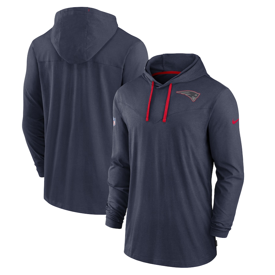 New England Patriots Football Navy Sideline Pop Performance Pullover Long Sleeve Hoodie T-Shirt - Man New England Patriots Football Navy Sideline Pop Performance Pullover Long Sleeve Hoodie T-Shirt - Man