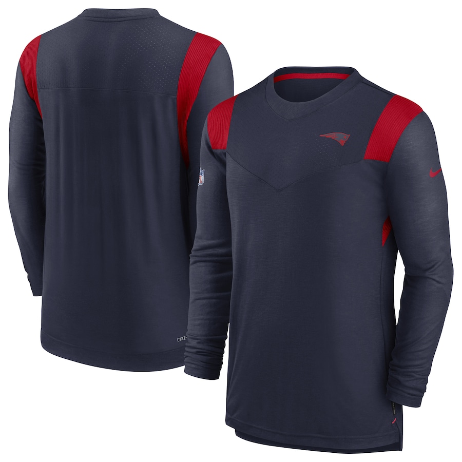 New England Patriots Football Navy Sideline Tonal Logo Performance Player Long Sleeve T-Shirt - Man New England Patriots Football Navy Sideline Tonal Logo Performance Player Long Sleeve T-Shirt - Man