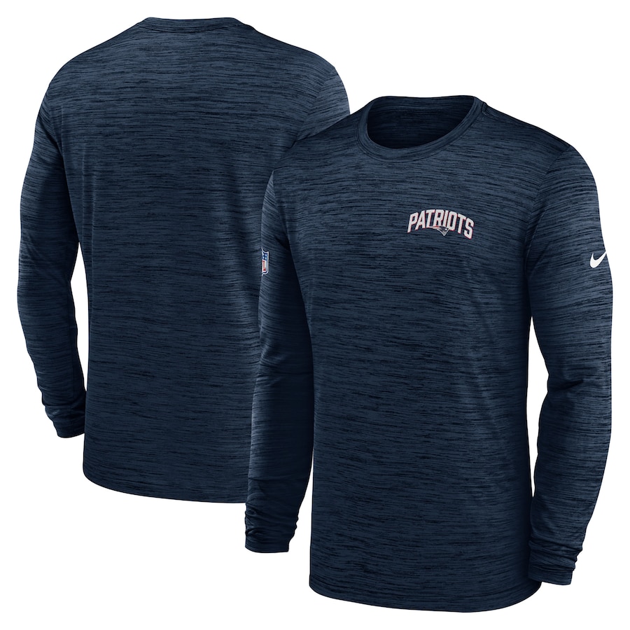 New England Patriots Football Navy Sideline Velocity Athletic Stack Performance Long Sleeve T-Shirt - Man New England Patriots Football Navy Sideline Velocity Athletic Stack Performance Long Sleeve T-Shirt - Man