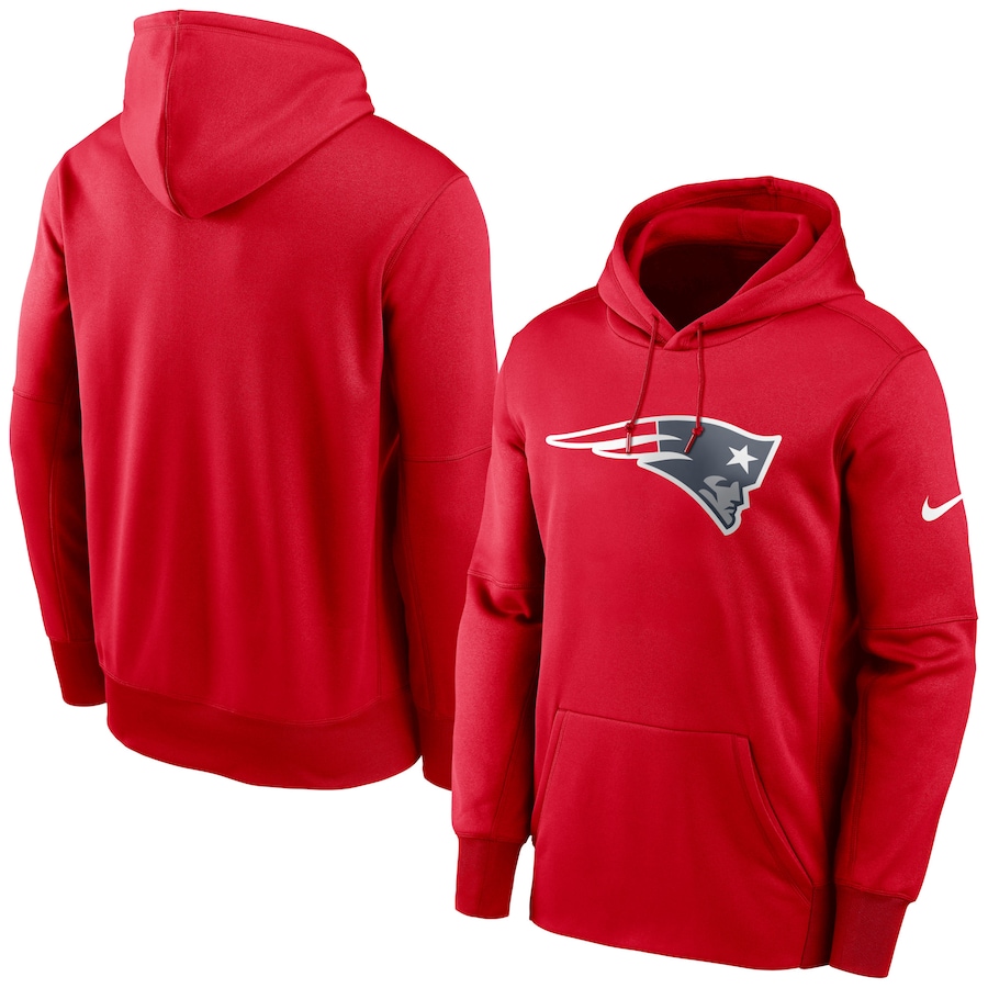 New England Patriots Football Red Fan Gear Primary Logo Performance Pullover Hoodie - Man