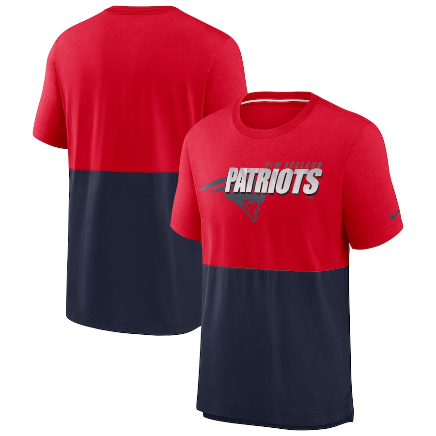 New England Patriots Football Red/Navy Fan Gear Colorblock Tri-Blend T-Shirt - Man New England Patriots Football Red/Navy Fan Gear Colorblock Tri-Blend T-Shirt - Man