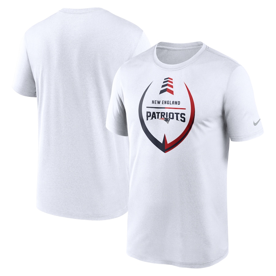 New England Patriots Football White Icon Legend Performance T-Shirt - Man