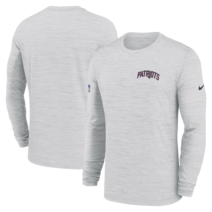 New England Patriots Football White Sideline Velocity Athletic Stack Performance Long Sleeve T-Shirt - Man New England Patriots Football White Sideline Velocity Athletic Stack Performance Long Sleeve T-Shirt - Man