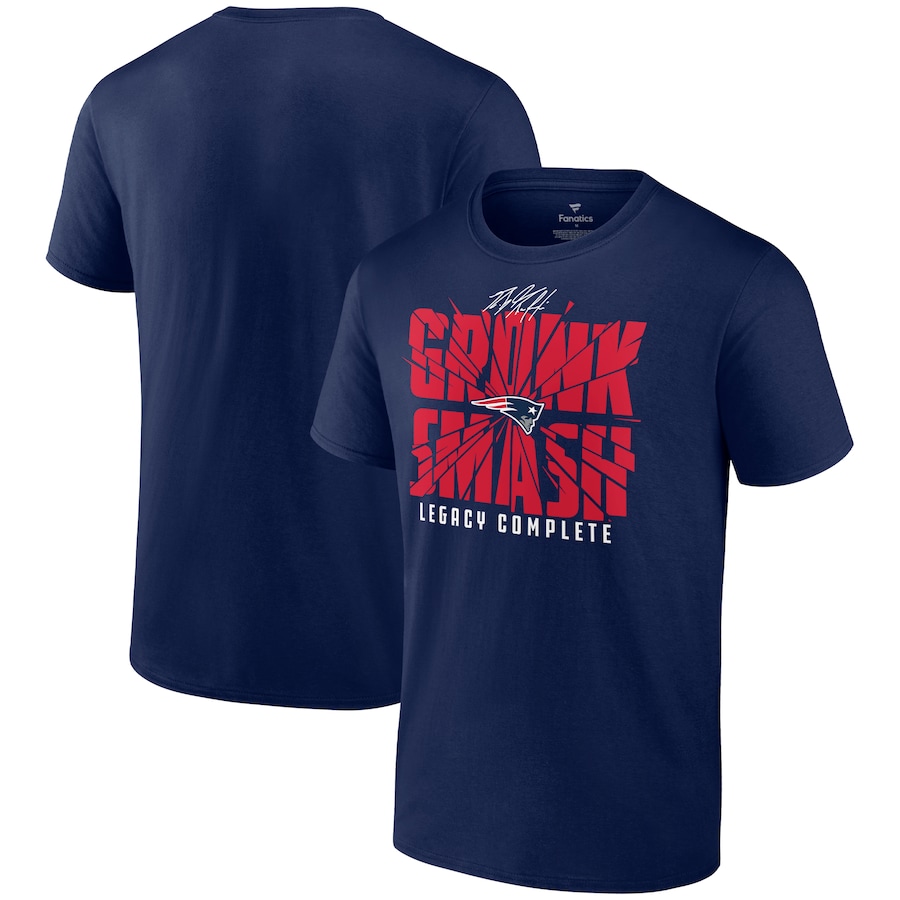 New England Patriots Rob Gronkowski Navy Gronk Smash T-Shirt - Man New England Patriots Rob Gronkowski Navy Gronk Smash T-Shirt - Man