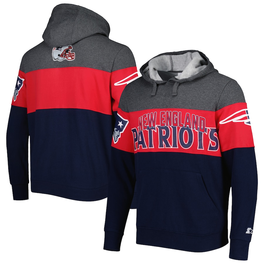 New England Patriots Starter Heather Charcoal/Navy Extreme Pullover Hoodie - Man