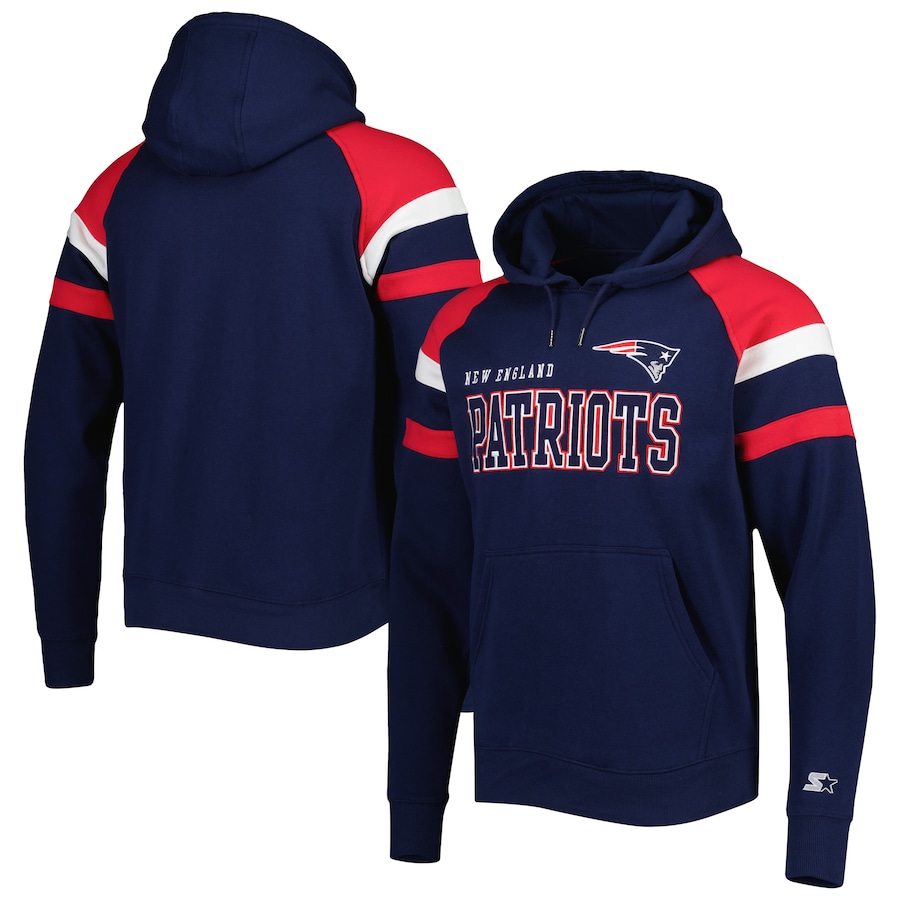New England Patriots Starter Navy Draft Fleece Raglan Pullover Hoodie - Man New England Patriots Starter Navy Draft Fleece Raglan Pullover Hoodie - Man