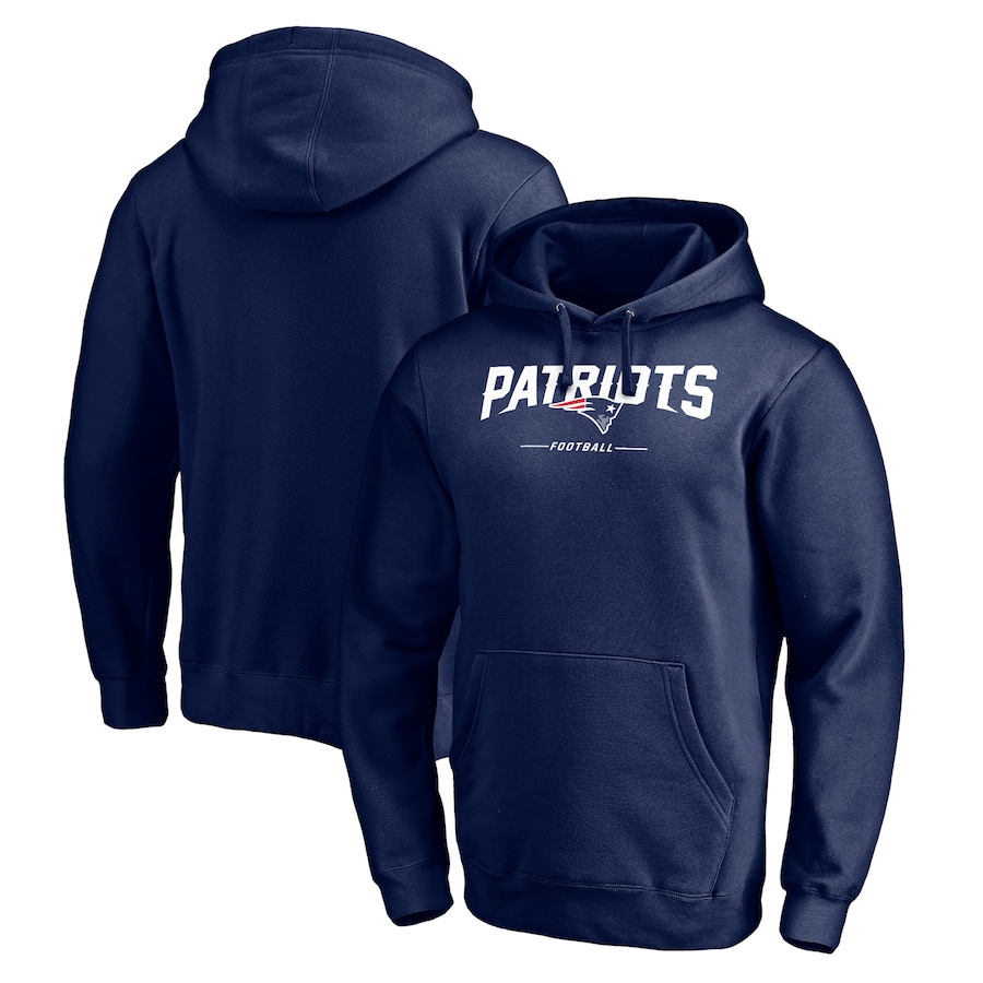 New England Patriotss Navy Logo Team Lockup Fitted Pullover Hoodie - Man New England Patriotss Navy Logo Team Lockup Fitted Pullover Hoodie - Man