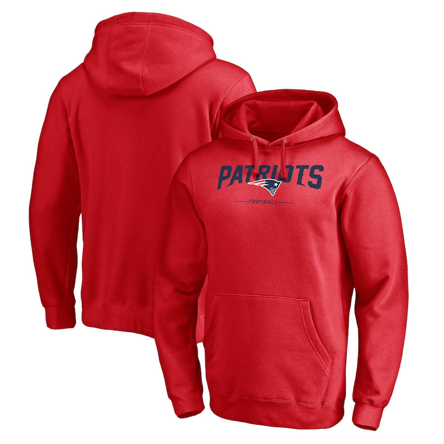 New England Patriotss Red Logo Team Lockup Fitted Pullover Hoodie - Man