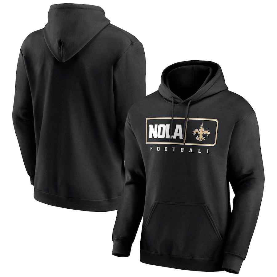 New Orleans Saints Black Hustle Pullover Hoodie - Man New Orleans Saints Black Hustle Pullover Hoodie - Man