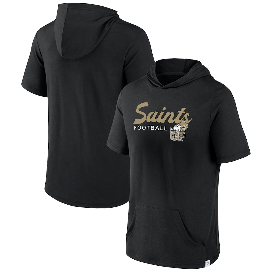 New Orleans Saints Black Offensive Strategy Short Sleeve Pullover Hoodie - Man New Orleans Saints Black Offensive Strategy Short Sleeve Pullover Hoodie - Man