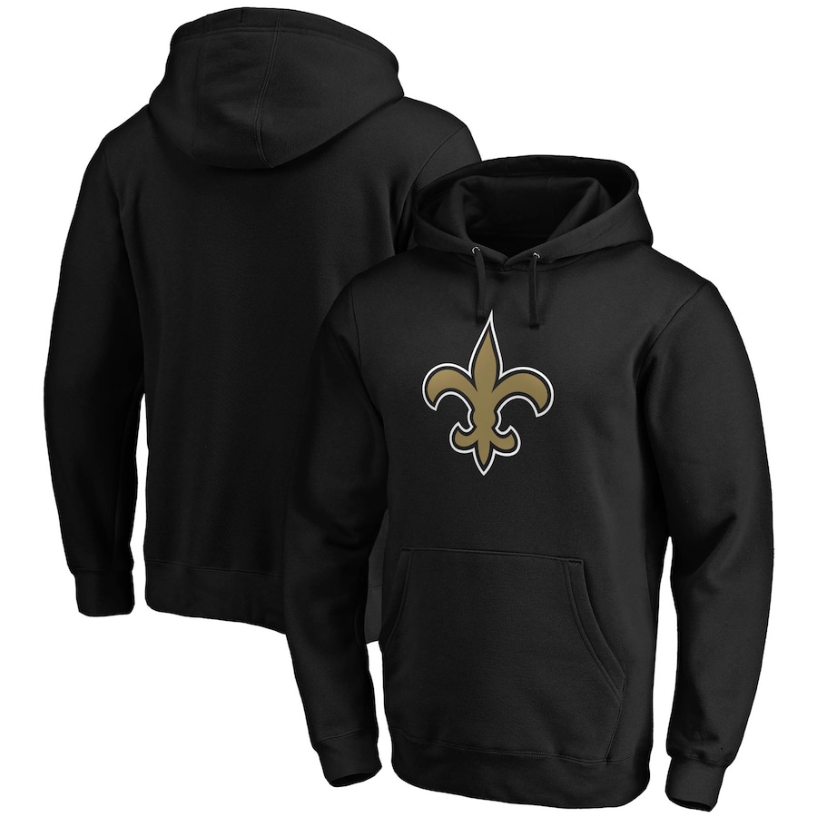 New Orleans Saints Black Primary Logo Fitted Pullover Hoodie - Man