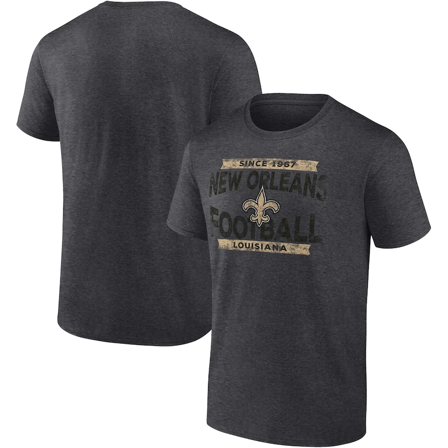 New Orleans Saints Charcoal Heroic Play T-Shirt - Man New Orleans Saints Charcoal Heroic Play T-Shirt - Man