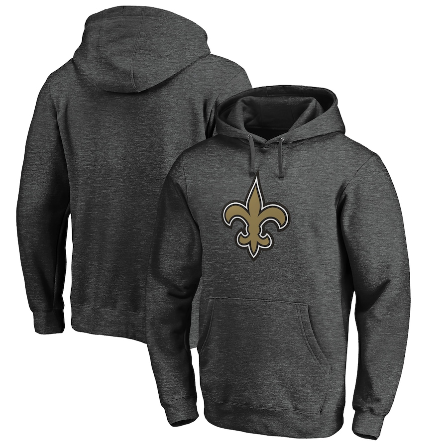 New Orleans Saints Heather Charcoal Primary Logo Fitted Pullover Hoodie - Man New Orleans Saints Heather Charcoal Primary Logo Fitted Pullover Hoodie - Man