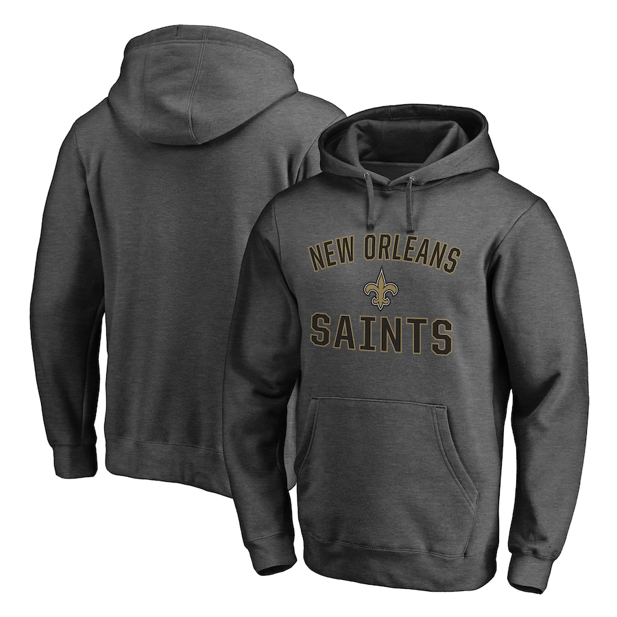 New Orleans Saints Heather Charcoal Victory Arch Team Fitted Pullover Hoodie - Man