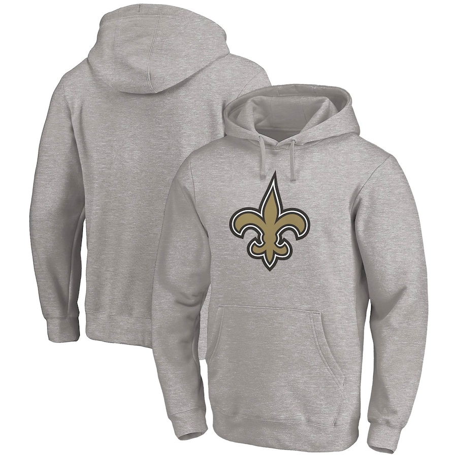 New Orleans Saints Heather Gray Primary Logo Fitted Pullover Hoodie - Man