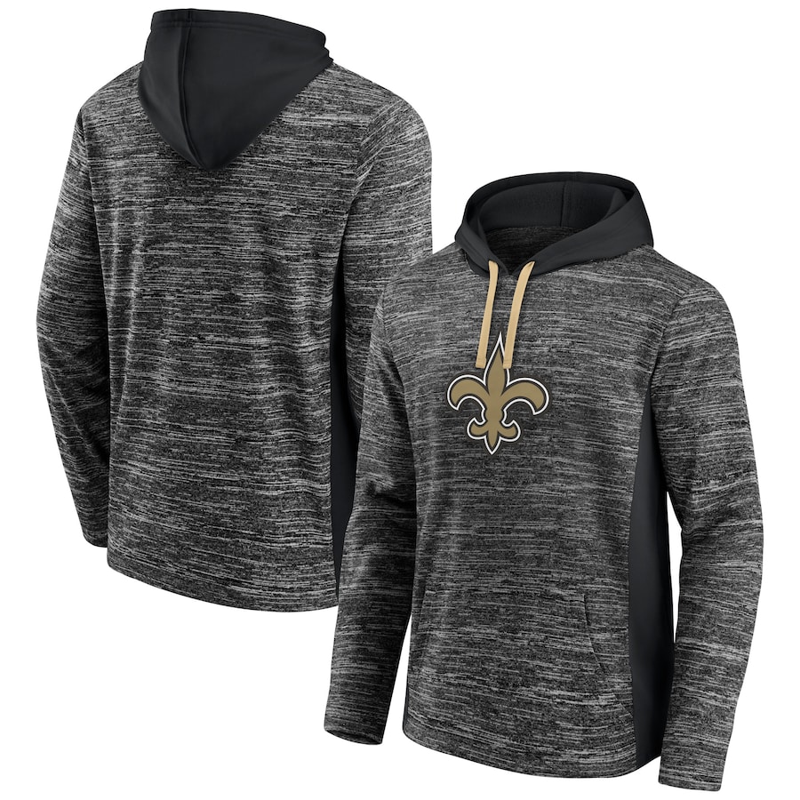 New Orleans Saints Heathered Charcoal/Black Instant Replay Pullover Hoodie - Man New Orleans Saints Heathered Charcoal/Black Instant Replay Pullover Hoodie - Man