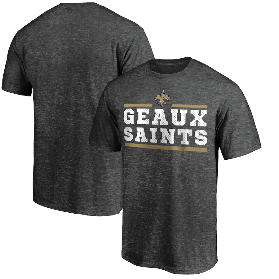 New Orleans Saints Majestic Heathered Charcoal Showtime Let's Go T-Shirt - Man New Orleans Saints Majestic Heathered Charcoal Showtime Let's Go T-Shirt - Man