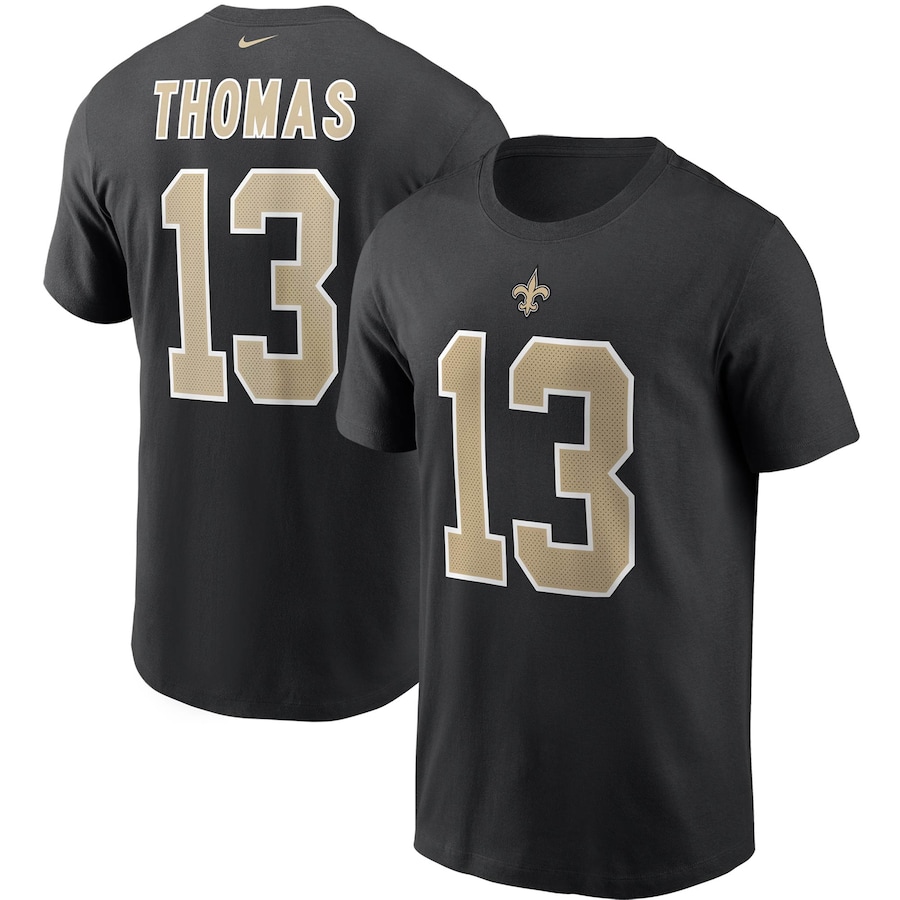 New Orleans Saints Michael Thomas Football Black Name & Number T-Shirt - Man New Orleans Saints Michael Thomas Football Black Name & Number T-Shirt - Man