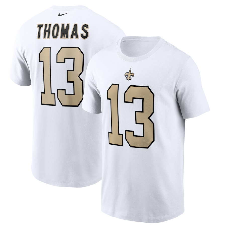 New Orleans Saints Michael Thomas Football White Player Name & Number T-Shirt - Man New Orleans Saints Michael Thomas Football White Player Name & Number T-Shirt - Man