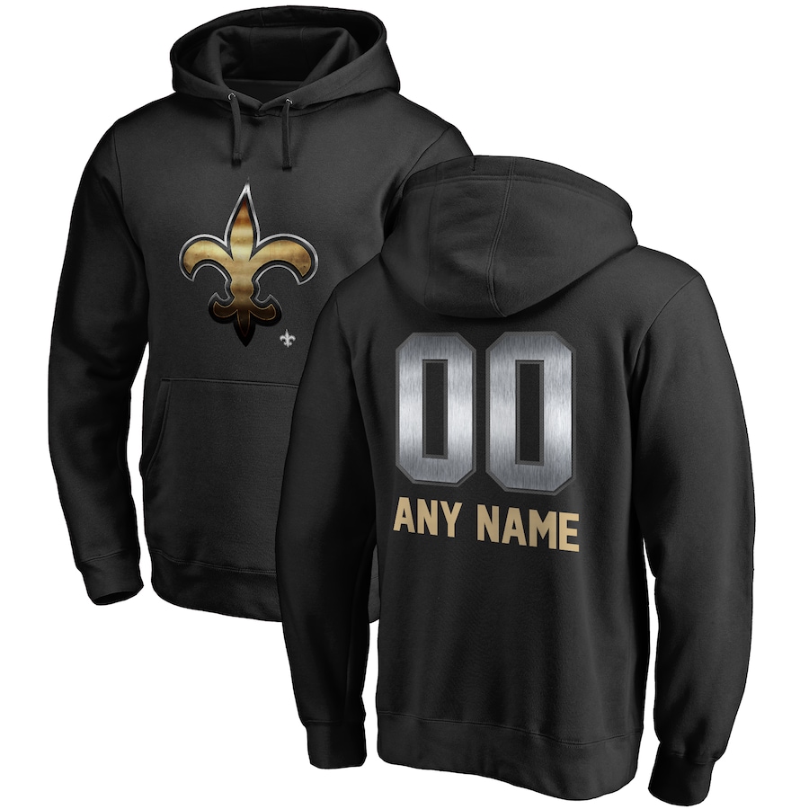 New Orleans Saints NFL Pro Line by Black Personalized Midnight Mascot Pullover Hoodie - Man New Orleans Saints NFL Pro Line by Black Personalized Midnight Mascot Pullover Hoodie - Man