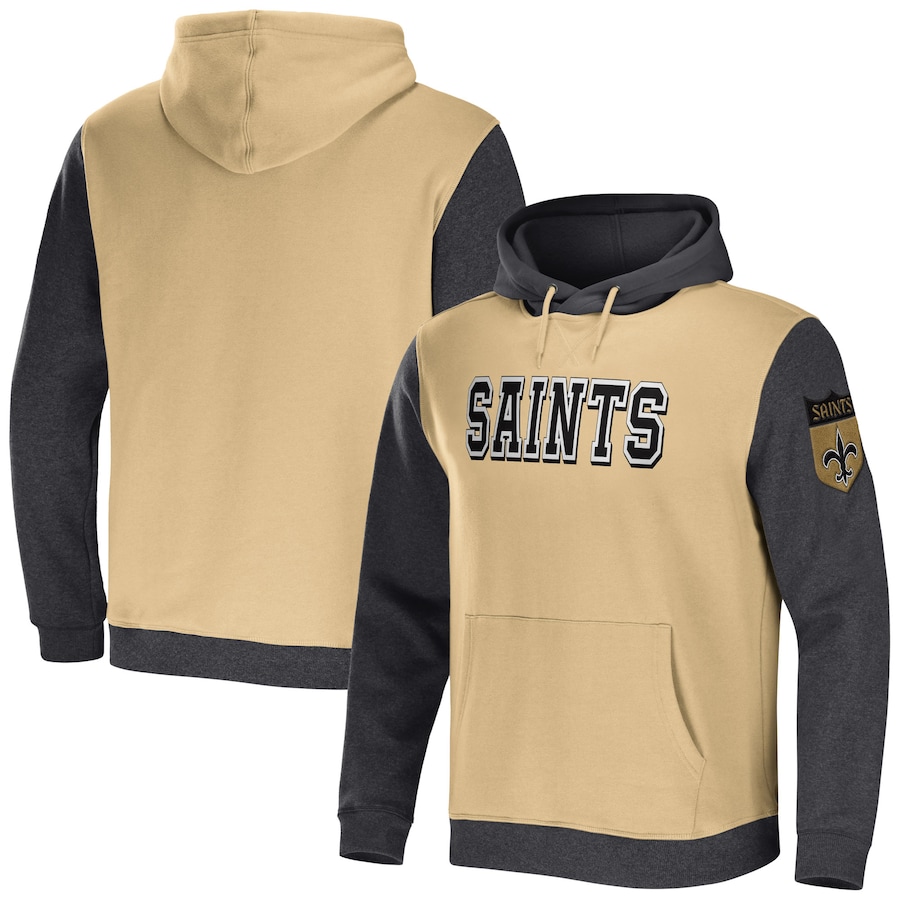 New Orleans Saints NFL x Darius Rucker Collection by USASportsStoreGold/Charcoal Colorblock Pullover Hoodie - Man New Orleans Saints NFL x Darius Rucker Collection by USASportsStoreGold/Charcoal Colorblock Pullover Hoodie - Man
