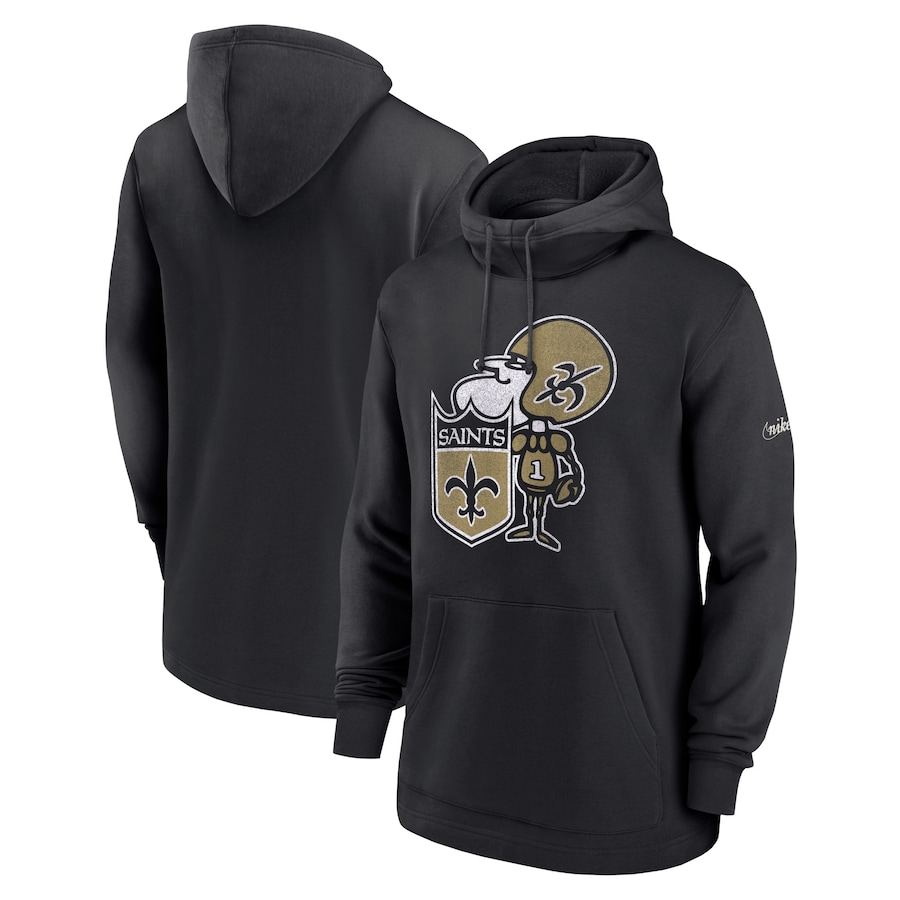 New Orleans Saints Football Black Classic Pullover Hoodie - Man New Orleans Saints Football Black Classic Pullover Hoodie - Man