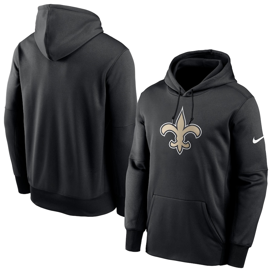 New Orleans Saints Football Black Fan Gear Primary Logo Therma Performance Pullover Hoodie - Man New Orleans Saints Football Black Fan Gear Primary Logo Therma Performance Pullover Hoodie - Man