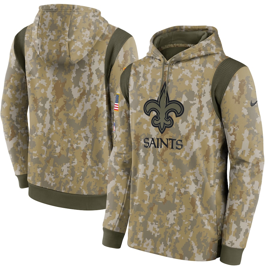 New Orleans Saints Football Camo 2021 Salute To Service Therma Performance Pullover Hoodie - Man New Orleans Saints Football Camo 2021 Salute To Service Therma Performance Pullover Hoodie - Man