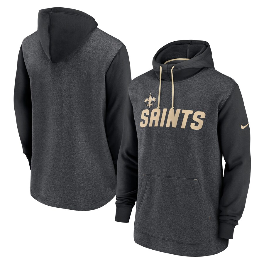 New Orleans Saints Football Heathered Charcoal/Black Surrey Legacy Pullover Hoodie - Man New Orleans Saints Football Heathered Charcoal/Black Surrey Legacy Pullover Hoodie - Man