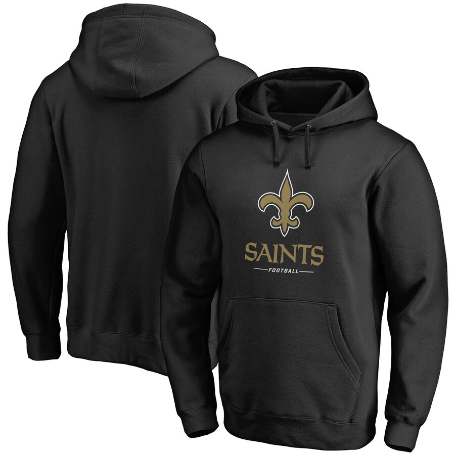 New Orleans Saintss Black Logo Team Lockup Fitted Pullover Hoodie - Man