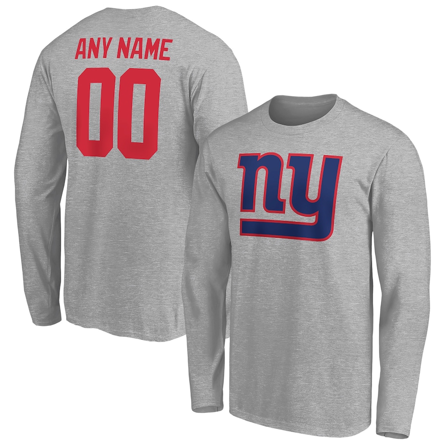 New York Giants Gray Team Authentic Custom Long Sleeve T-Shirt - Man New York Giants Gray Team Authentic Custom Long Sleeve T-Shirt - Man