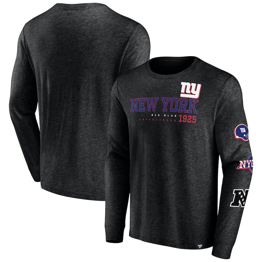 New York Giants Heather Black High Whip Pitcher Long Sleeve T-Shirt - Man