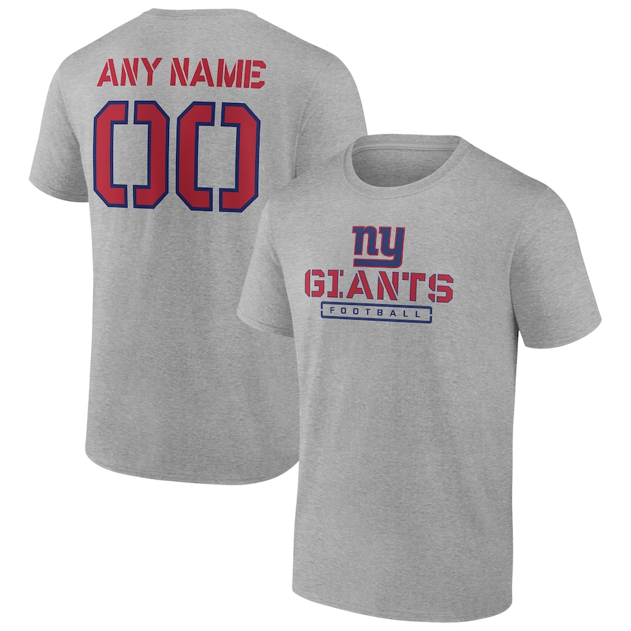 New York Giants Heather Gray Personalized Name & Number Evanston Stencil T-Shirt - Man New York Giants Heather Gray Personalized Name & Number Evanston Stencil T-Shirt - Man