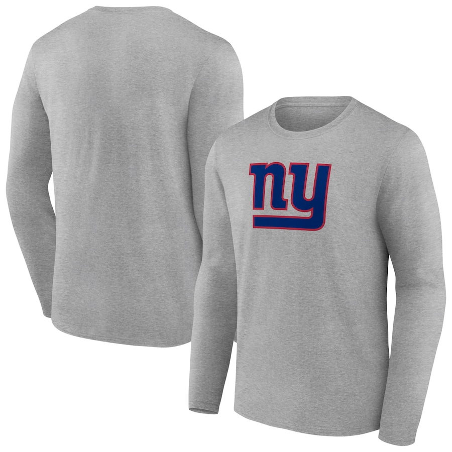 New York Giants Heather Gray Primary Team Logo Long Sleeve T-Shirt - Man