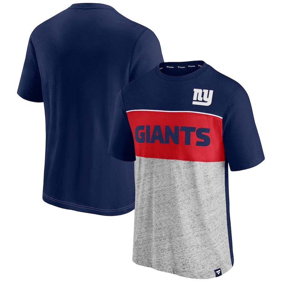 New York Giants Navy/Heathered Gray Throwback Colorblock T-Shirt - Man New York Giants Navy/Heathered Gray Throwback Colorblock T-Shirt - Man