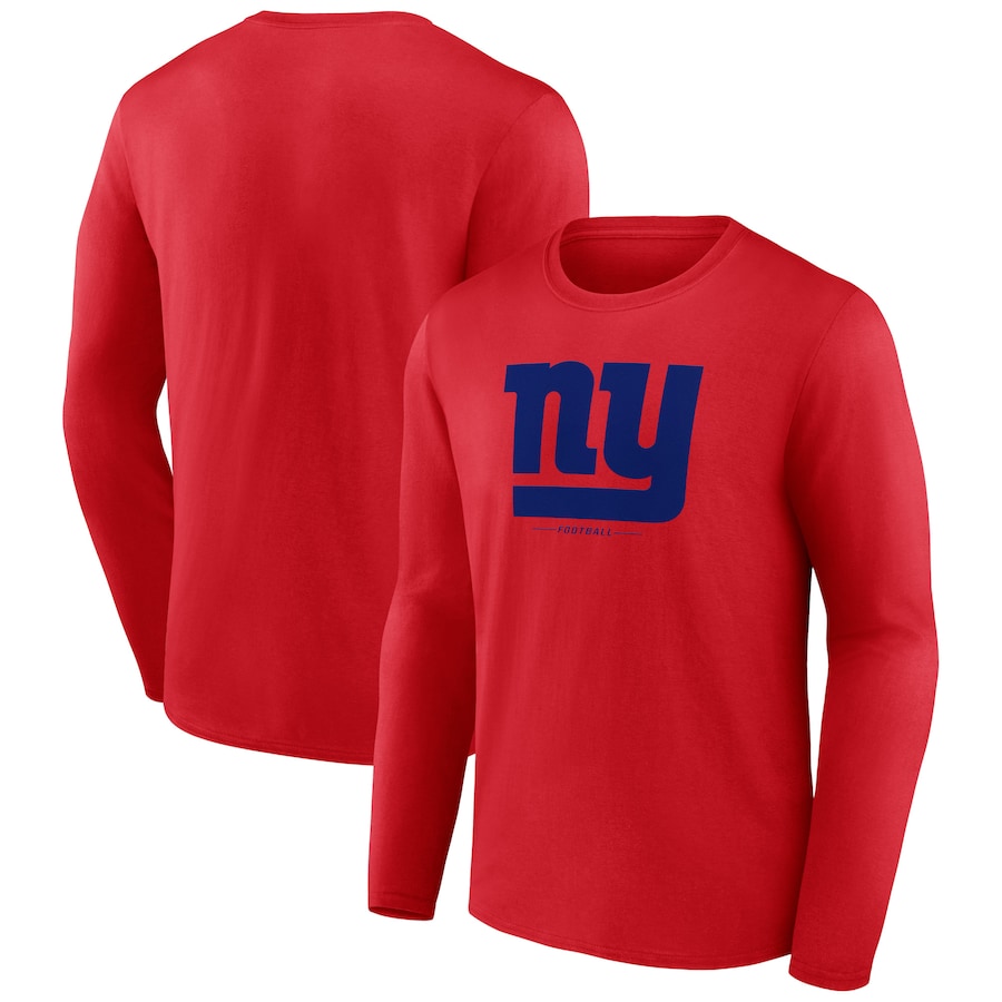 New York Giants Red Logo Team Lockup Long Sleeve T-Shirt - Man