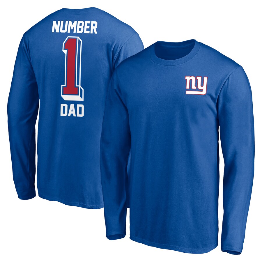 New York Giants Royal #1 Dad Long Sleeve T-Shirt - Man