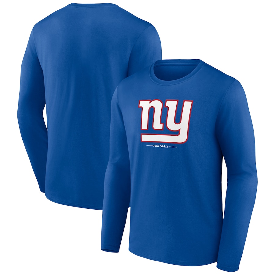 New York Giants Royal Logo Team Lockup Long Sleeve T-Shirt - Man
