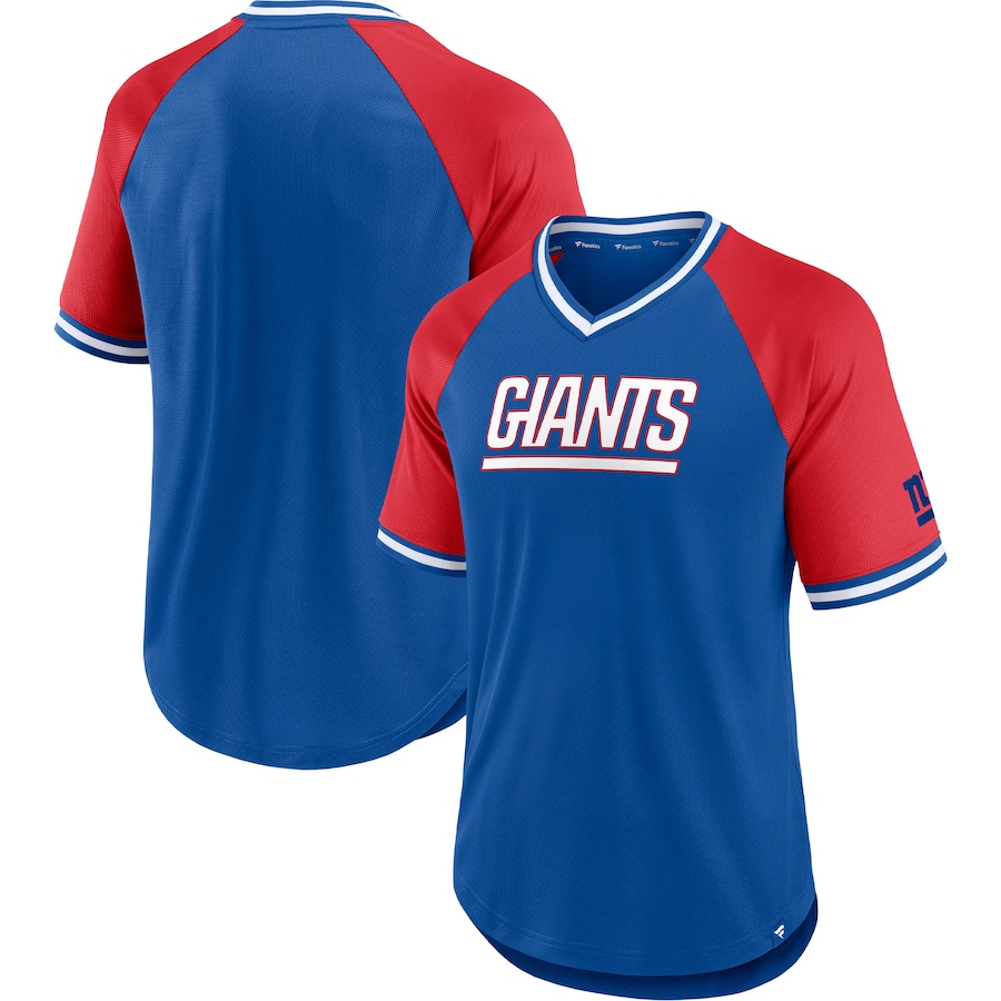 New York Giants Royal/Red Second Wind Raglan V-Neck T-Shirt - Man New York Giants Royal/Red Second Wind Raglan V-Neck T-Shirt - Man