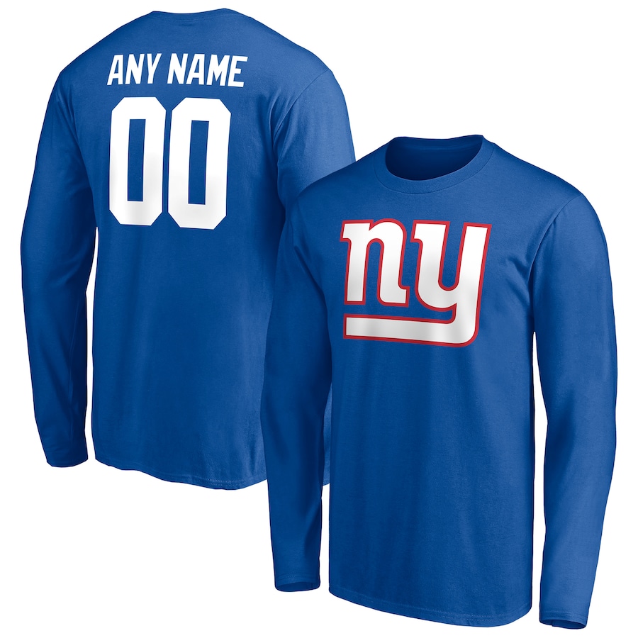 New York Giants Royal Team Authentic Personalized Name & Number Long Sleeve T-Shirt - Man New York Giants Royal Team Authentic Personalized Name & Number Long Sleeve T-Shirt - Man