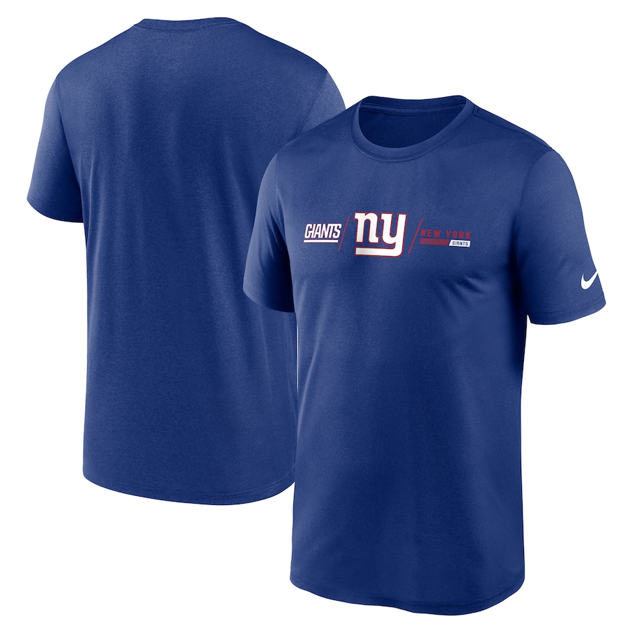 New York Giants Football Royal Horizontal Lockup Legend T-Shirt - Man