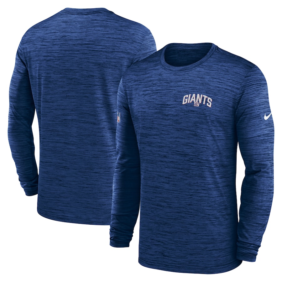 New York Giants Football Royal Sideline Velocity Athletic Stack Performance Long Sleeve T-Shirt - Man