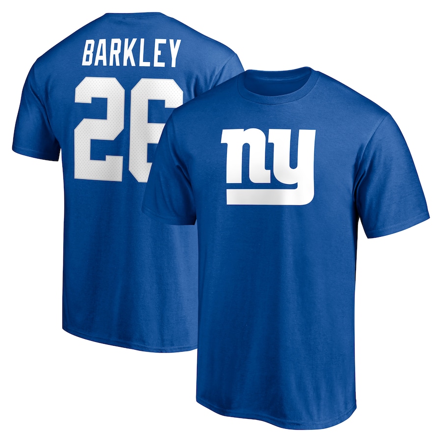 New York Giants Saquon Barkley Royal Icon Player Name & Number T-Shirt - Man