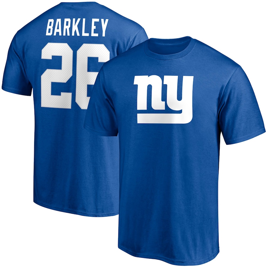New York Giants Saquon Barkley Royal Player Icon Name & Number T-Shirt - Man