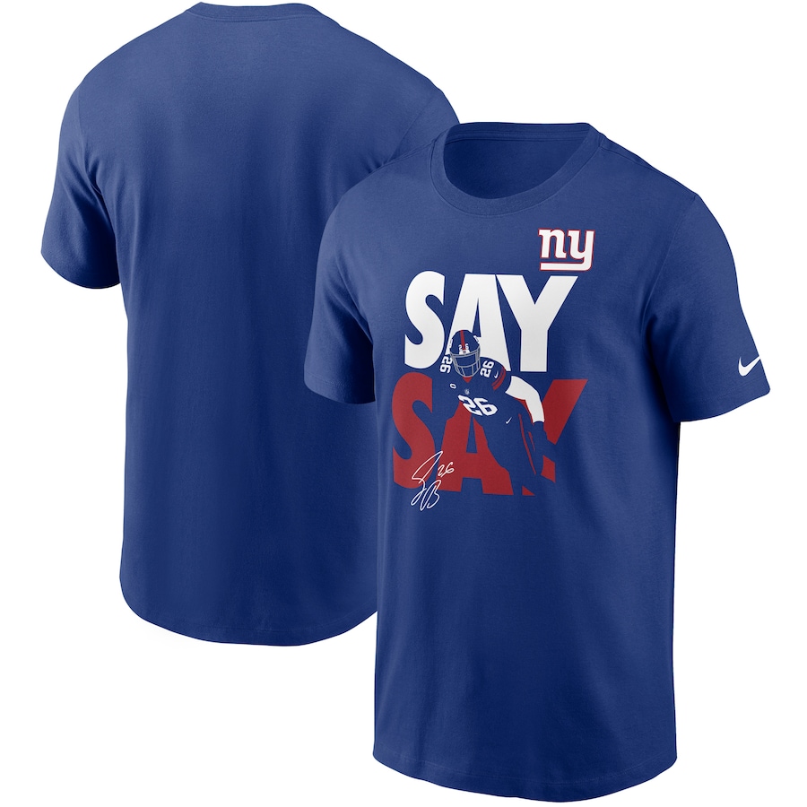 New York Giants Saquon Barkley Football Royal Player Graphic T-Shirt - Man New York Giants Saquon Barkley Football Royal Player Graphic T-Shirt - Man