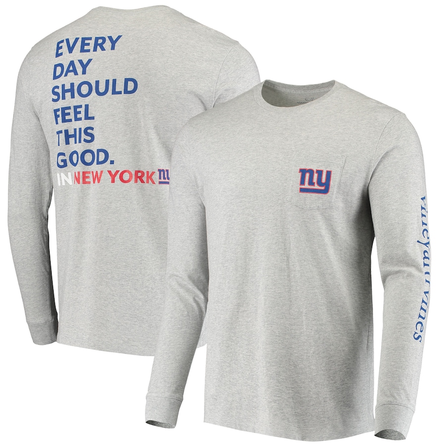 New York Giants Vineyard Vines Heathered Gray Every Day Should Feel This Good Long Sleeve T-Shirt - Man New York Giants Vineyard Vines Heathered Gray Every Day Should Feel This Good Long Sleeve T-Shirt - Man