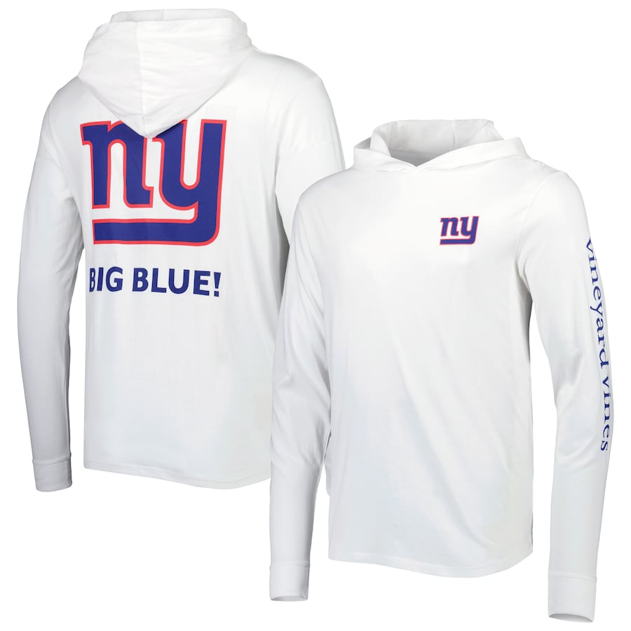 New York Giants Vineyard Vines White Local Long Sleeve Hoodie T-Shirt - Man