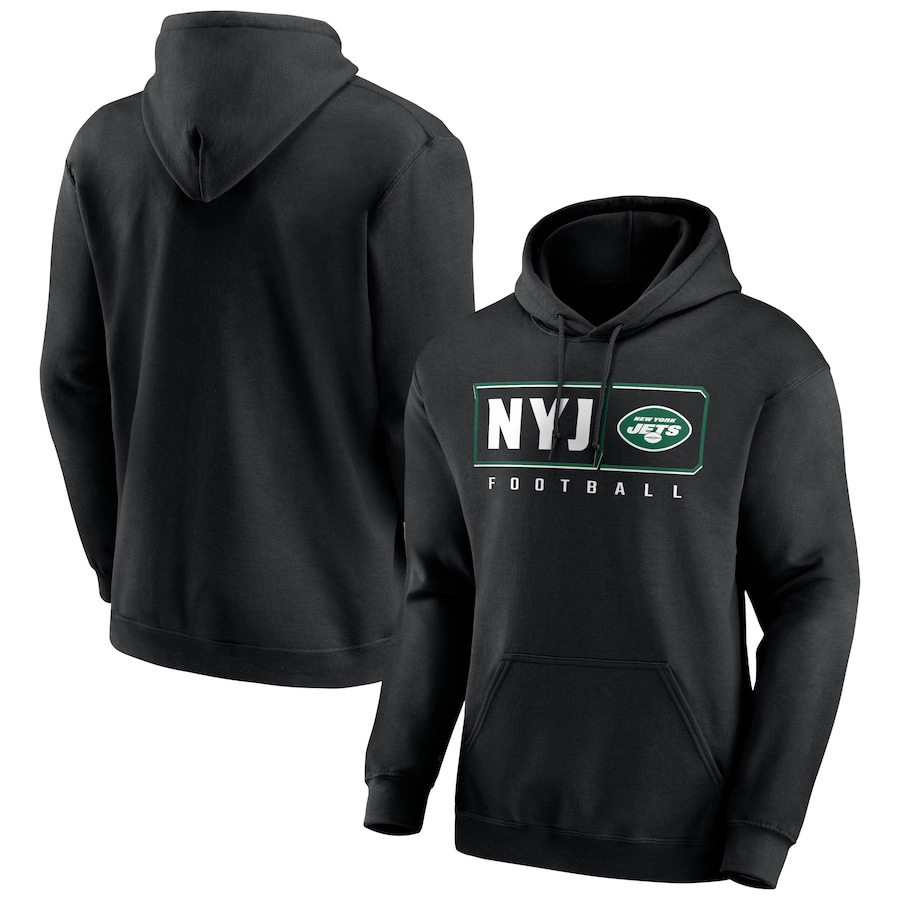 New York Jets Black Hustle Pullover Hoodie - Man New York Jets Black Hustle Pullover Hoodie - Man