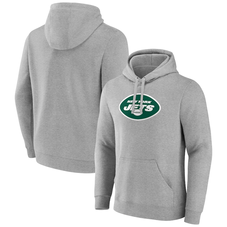 New York Jets Gray Primary Team Logo Fitted Pullover Hoodie - Man New York Jets Gray Primary Team Logo Fitted Pullover Hoodie - Man
