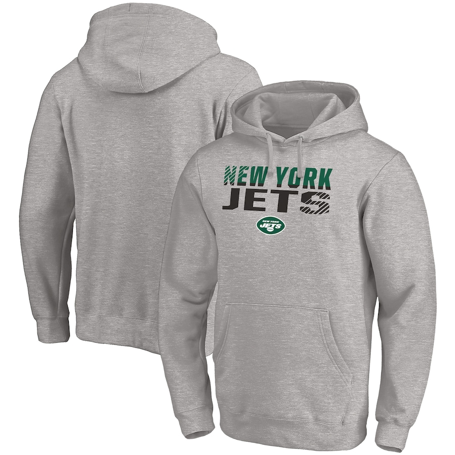 New York Jets Heather Gray Fade Out Fitted Pullover Hoodie - Man